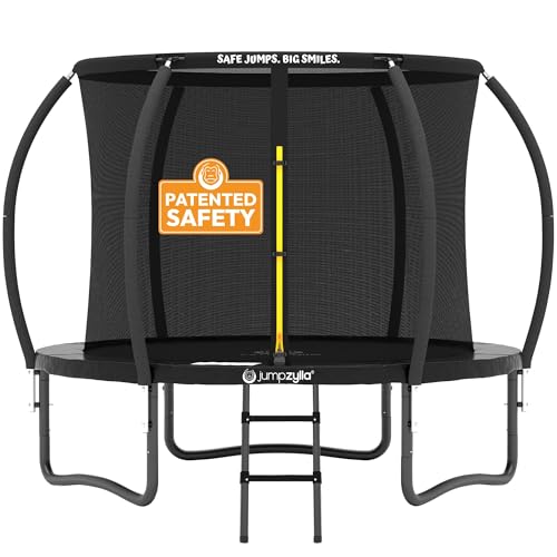 Image of JUMPZYLLA Trampoline Outdoor 8FT 10FT 12FT 14FT 15FT 16FT with Enclosure and Ladder, ASTM Approved Recreational Trampoline for Kids and Adults, Anti-Rust Coated Frame