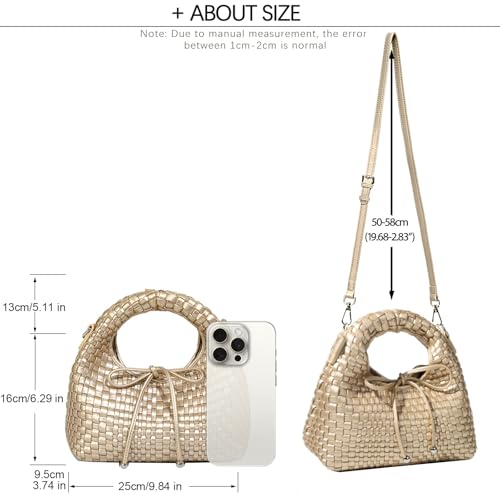 Image of JINMANXUE Fashion Mini Handbag For Women, Woven Tote Bucket Composite Bag Knitting Chain Bags, Crossbody Shoulder Purses