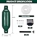 ORLANG 4.5in X 16in Boat Fenders, Boat Bumpers for Docking 4 Pack, Inflatable Ribbed Twin Eyes Vinyl Boat Bumpers Fenders, Pontoon Bumpers with Air Pump,Ropes,Needles and Storage Bag - Forest Green
