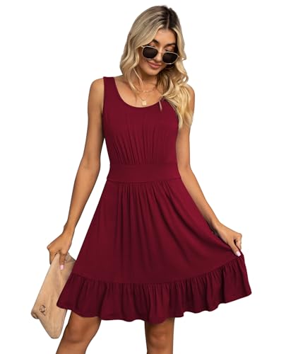 LILBETTER Women's Summer Casual U Neck Sundresses Pleated Knee Length Sleeveless Tank Dress3