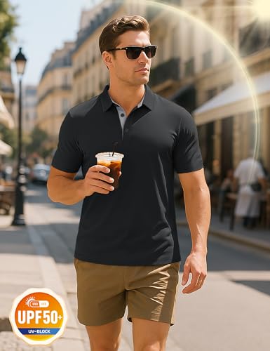 MAGCOMSEN Men's Polo Shirts Short Sleeve UPF 50+ Dry Fit Performance Golf Shirts Casual Athletic Collared Shirt3
