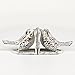Jemeni Bird Book Ends for Shelves, Cast Iron Birds Book Ends for Shelves, Cute Bookends Decorative, Heavy Duty and Unique Decorative for Heavy Books, White Finish