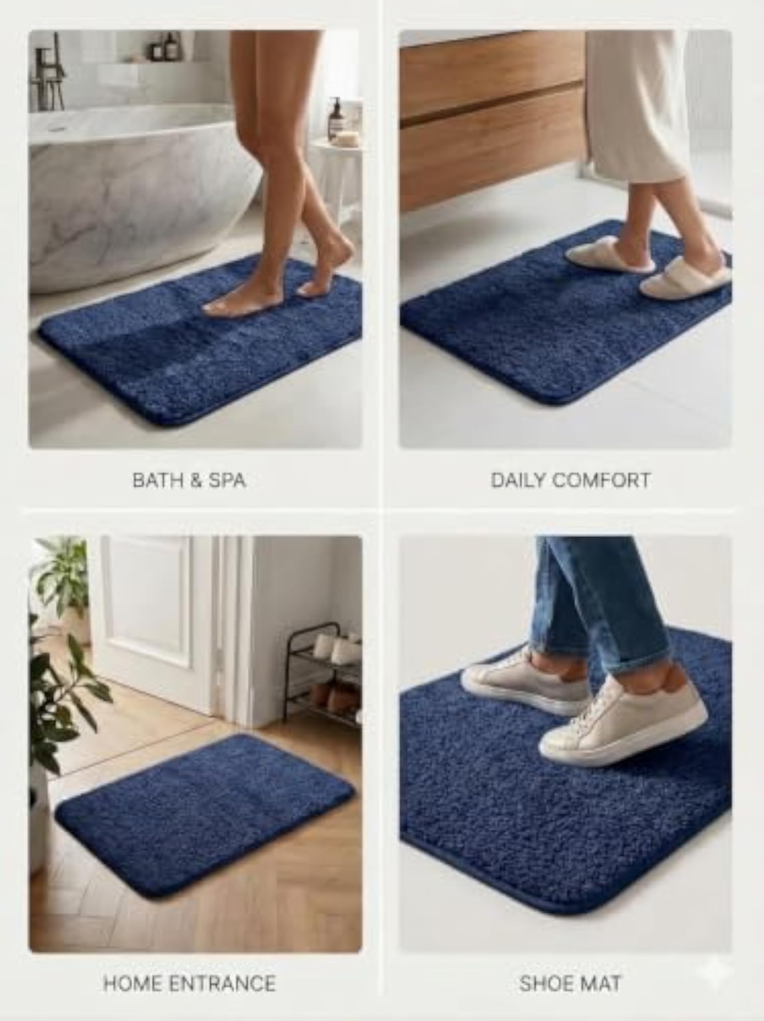 Soft Microfiber Bath Mat (60x40 cm, Navy Blue)