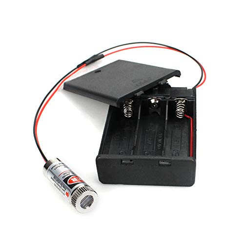 WayinTop 2 Set 650nm Laser Head Battery Holder for Sight Positioning Sighting Telescope, Adjustable Focus Lens Laser Red Line Diode Module 3-5V with Driver Plastic Lens + 4.5V AA Battery Holder