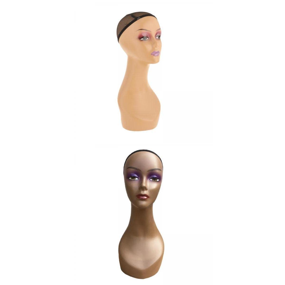 UJEAVETTE® Pack of 2 Female Mannequin Head with Full Makeup for Display Hair Hats Style A-image-25