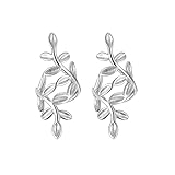 Ear Cuff hoja para mujer, sin perforar, cartílago hélix, clip ligero, rama de olivo plateada, ajustable, joyería regalo