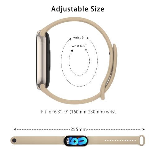 Image of Vanjua Watch Strap for Xiaomi Smart Band 10 /9 /8, Soft Silicone Adjustable Sport Wrist Band for Xiaomi Mi Band 8 /9 /10 Smart Watch (No Watch)