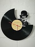  Wanduhr aus Vinyl Schallplattenuhr mit Charlie Chaplin Motiv upcycling design Uhr Wand-deko vintage-Uhr Wand-Dekoration retro-Uhr