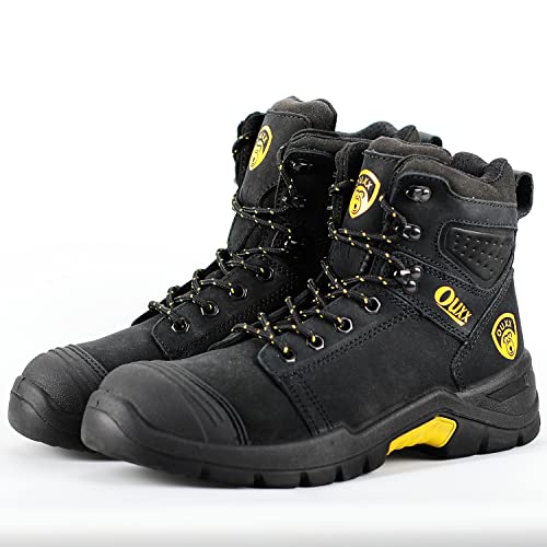 OUXX Steel Toe Work Boots for Men, PORON-XRD Pressure Buffer Non-Slip Rubber Leather Shoes, Static-Dissipative(OX1624)2