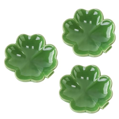 Zerodeko 3pièces Plateau Céramique Forme De Trèfle Pour Bijoux Support Décoratif Pour Bagues Et Accessoires Rangement Pratique Pour Maison Et Bureau
