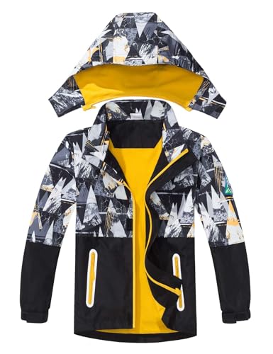 Kids Water Resistant Jacket Fleece Lined Windproof Coat Detachable Hood Outdoor Ski Hiking Outwear2