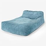 Lounge Pug Puff Chaise Longue Doble de Pana para Adultos, Egeo Azul