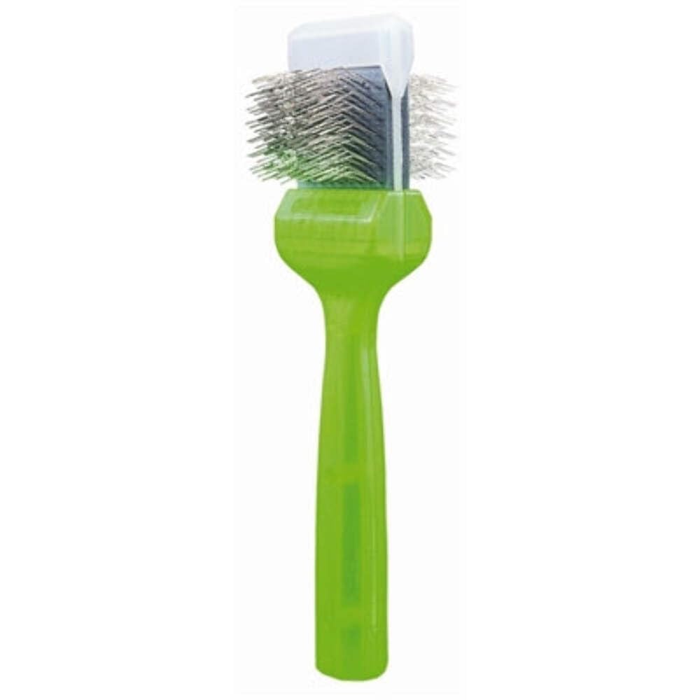 Pro Soft Green - Cepillo para perros y gatos (4,5 cm, para pelaje interior, doble pelo y pelo largo, cerdas flexibles de acero inoxidable, fabricado en Alemania)