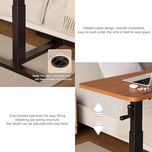 Table mobile réglable bureau portable stable avec roulettes pour lit - 7