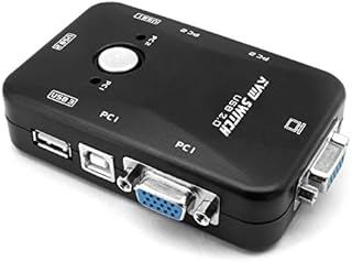 QiCheng&LYS KVM Switch Box 2-Port PC Monitor Switch Box +3 x USB VGA Cable for Computer Keyboard Mouse Monitor, Plug and Play