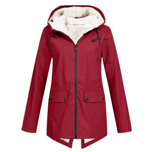 Manteau de pluie coupe-vent pour femme avec doublure peluche chaude