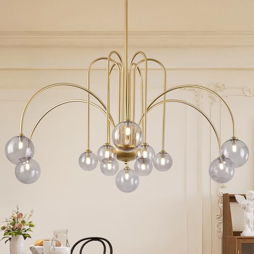 MERINEA Large L52” Modern Gold Sputnik Chandelier 12 Lights Mid