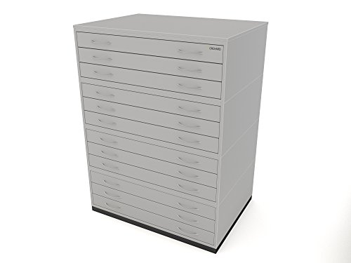 Traditional A1 12 Drawer Plan Chest Grey Paper Storage Cabinet with Twelve Drawers Capable of Holding A1 Size Paper