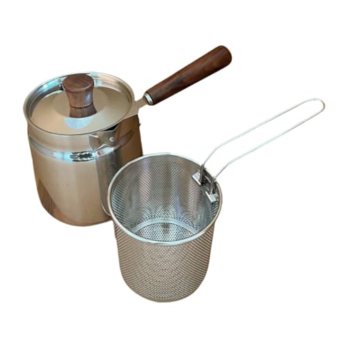Pitycbo Mini Freidora, Recipiente para Almacenar Aceite, Olla para Freír Muslos de Pollo, Ideal para Acampar Al Aire Libre, Cocina Y Papas Fritas, con Cesta, Individual