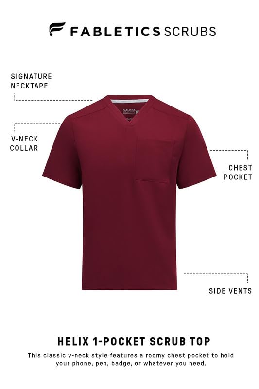 Image of Fabletics Men's Helix 1-Pocket Scrub Top - MotionTech, Wrinkle-Resist, Chest Pocket, Anti-Shrink, Semi-Slim Fit
