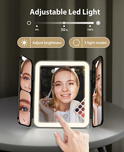 Jack & Rose Travel Mirror With Lights And Magnification, Portable Makeup Mirror With Light, 3X 7X, Light Up Led Mirror For Makeup #TOP4
