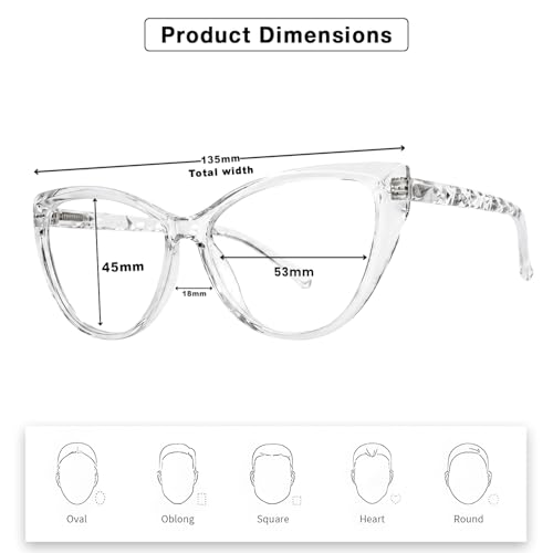 Image of Blue Light Blocking Cat Eye Glasses for Women Transparent Frame Anti UV Protection Zero Power Computer Glasses Lightweight Optical Frame