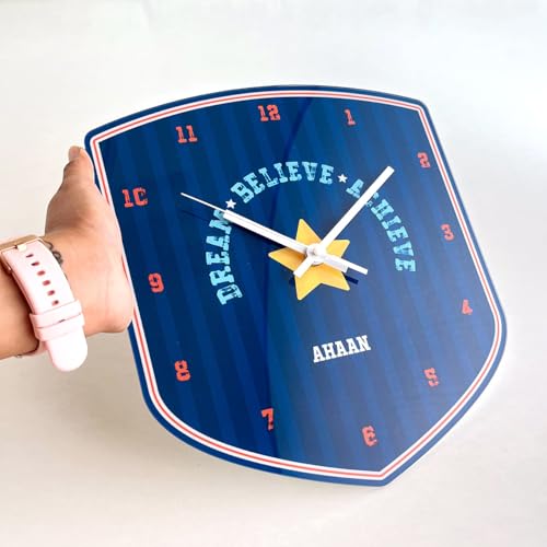 Image of Zooboo Personalized Analog Wall Clock, Custom Name Acrylic Silent Quartz Movement Wall Clock with Sleek Modern Design, Ideal for Birthdays (Design - Jersey Number), 30x30 cm, Multicolor