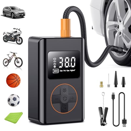 Elektrische Luftpumpe Tragbare Fahrradpumpe 150PSI mit 6000mAh Akku Kompressor Klein Luftpumpe Elektrische Reifenpumpe mit Digitale Anzeige LED Licht 5 Modi f&uuml;r Auto Fahrrad Motorrad B&auml;lle