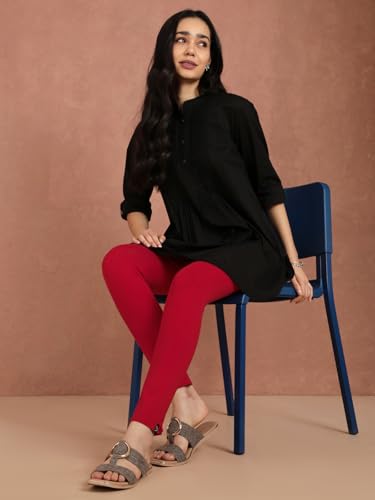 Image of TWIN BIRDS Regular Fit Cotton Blended Fabric Sleek Ethnic Knitted Kurti Pant with Functional Pocket for Women