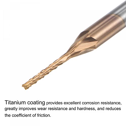 Image of uxcell End Mill CNC Router Bits, 1 /8 inch 3.175mm Shank 1mm x 7mm Titanium Coated Tungsten Carbide Engraving Milling Cutter for PCB Plastic Fiber Wood 4pcs