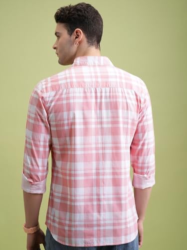 Image of Highlander Men's Cotton Slim Fit Checks Shirt | Full Sleeves | Regular Collar | Casual Shirts for Men