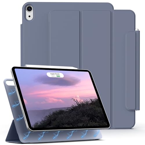 ZKTUYU Magnetische Hülle Kompatibel mit Hülle für iPad Air 11 Zoll M2, für iPad Air 6/5/4 (2024/2022/2020) Magnet Schutzhülle Unterstützt 2. Gen Aufladen, Auto Schlafen/Wachen,10.9 Zoll, Lila