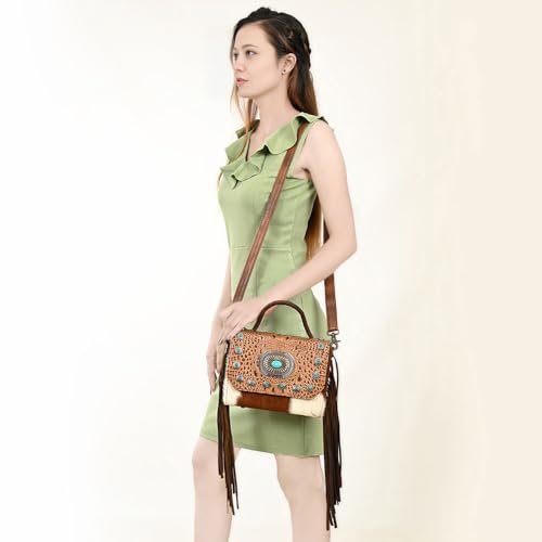 American Darling Briefcase Hand Tooled Hair On Genuine Leather women western handbag | Bag for2