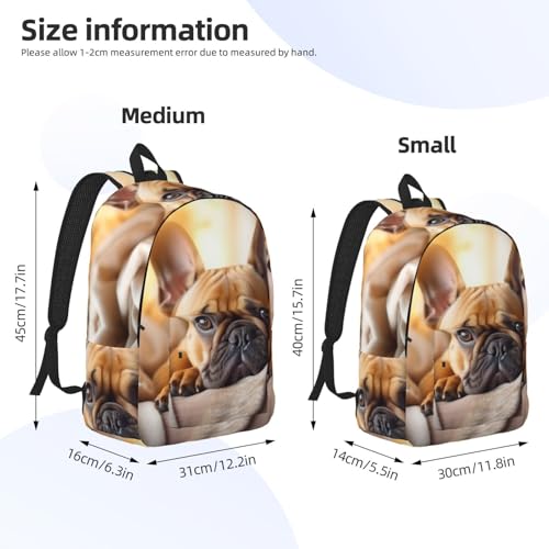 Mochila para laptop espaciosa de mujer con bulldog francés 4