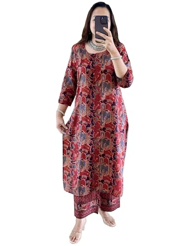Image of ANNI Designer Women's Rayon Viscose Straight Printed Kurta with Pant