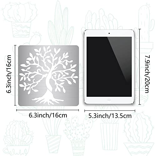 GORGECRAFT 6.3 Inch Tree Metal Stencils Tree of Life Stencil Natural Plants Stainless Steel Decoration Drawing Templates Journal Tool for Painting Wood Burning Pyrography and Engraving Crafts - Image 2