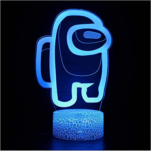 3D Illusion Kids Desk Lamp 16 Color Variations with Remote Control, Gaming USB Charging LED Light Gifts Kids Bedroom Decor Sleep Aid and Night Guide Home Bedroom Decor (Among us)