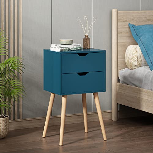 JAXPETY Nightstands Set of 2, Night Stand with Drawers, Bedside Tables with Solid Wood Legs and Large Storage Space, End Table, Side Table, for Bedroom … - Image 3