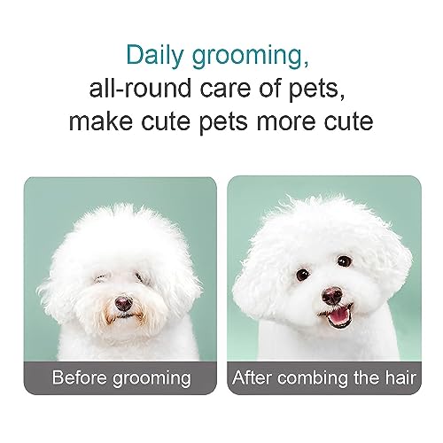Redeo Hundekamm und Katzenkamm, Hunde- & Katzenbürste für mittel- bis langhaarige Haustiere, Hölzerner Doppelkamm mit Metallabgerundeten Zähnen, Gegen Flöhe und Unterwolle
