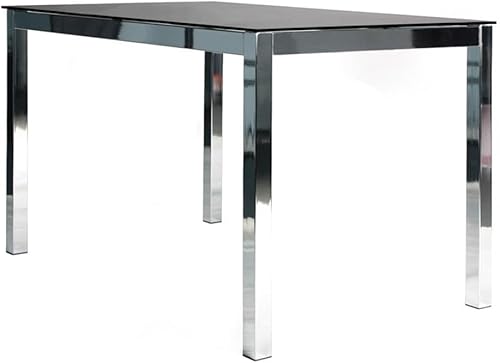 Miniatura 7 de Pemberly Row Mesa de cristal templado con marco de metal cromado contemporáneo en negro