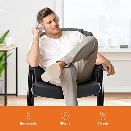Sweetcrispy Waiting Room Chairs Reception Chairs Office Guest Chairs Set Of 2, Big And Tall Desk Chair No Wheels Executive Office Chair Pu Leather Conference Room Chairs Lobby Chairs With Padded Arms #TOP3