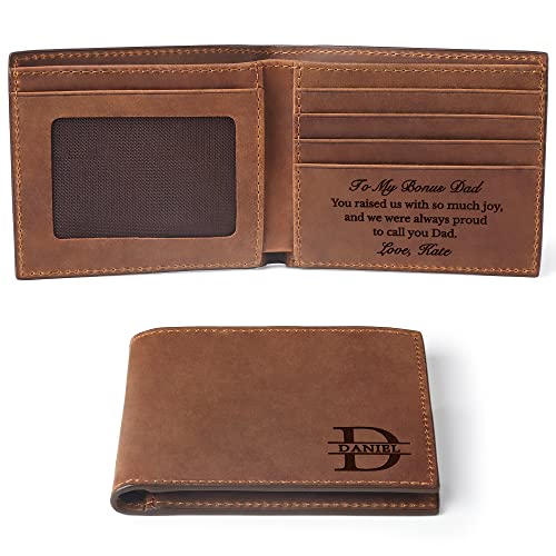 RUGGEDGIFTS Step Dad Wallet Genuine Leather, Bonus Dad Gifts, To My Bonus Dad, Gifts For Stepdad, Stepdad Gifts From Daughter, Adoped Dad Gift, Foster Dad Gift, Step Dad Gift From Step Daughter