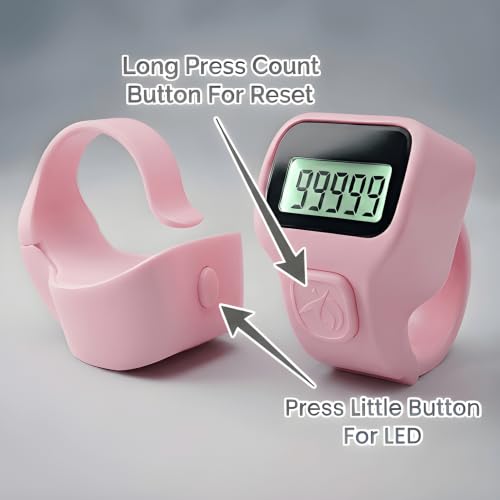 Image of Digital Finger Ring Counter, LCD Display, LED Back Light in Display, up to 99999 (Pack of 1- Any Random Colour Will Be Sent As Per Availability) (Light Pink)