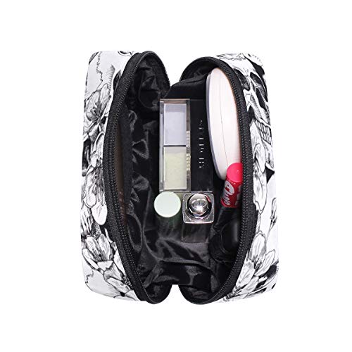 Zoeo Makeup Pouch Sugar Skull Mexican Floral Halloween Mini Makeup Bag Organizer Travel Zip Toiletry Bag Small Cosmetic Train Case Beauty Bag For Teens Girls Women Black White #TOP4