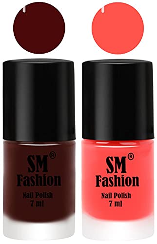 Image of Long Lasting Nail Polish | Nail Paint Combo 7 ml Each) - Set of 2 Wine-Baby Pink