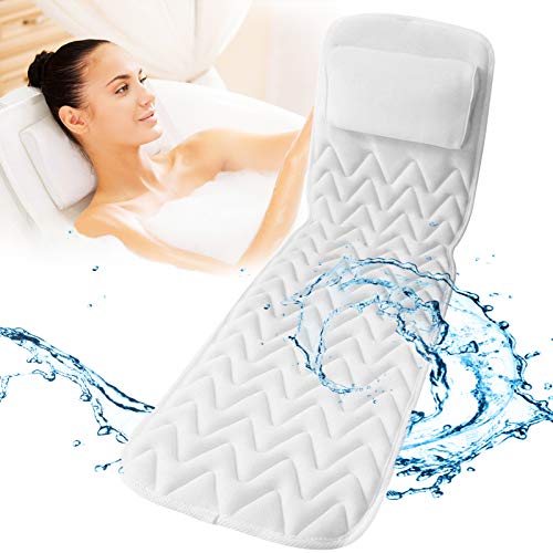 Bath Pillows for Tub, Full Body Bathtub Pillow,Inmorven Non-Slip Bathtub Mat With Strong Suction Cups Ergonomic for Neck,Head,Back,4D Air Mesh Tech,Bathtub Accessories for Women and Kid.