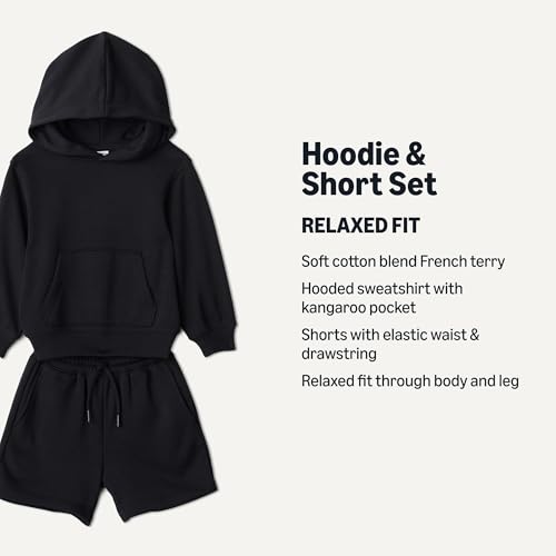 Image of Amazon Essentials Boys and Toddlers' French Terry Hoodie and Shorts Set with Kangaroo Pocket