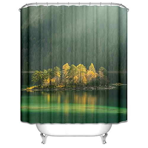 Rideau de douche imperméable KnSam anti-éclaboussures 180x200cm en polyester vert