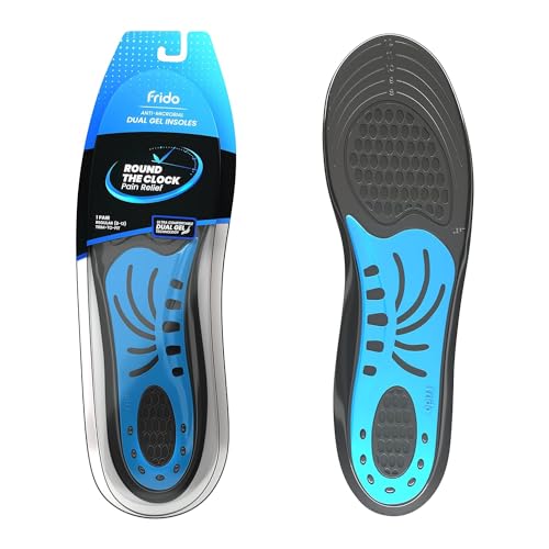 Frido Dual Gel Heavy Duty Trimmable Insoles | For Loose Shoes or Replacing Existing Insoles | Thick Shoe Inserts | Extra Comfort and Support | Proudly Made in India | (Size 8-13 UK) - Pack of 1 Pair discount deal
