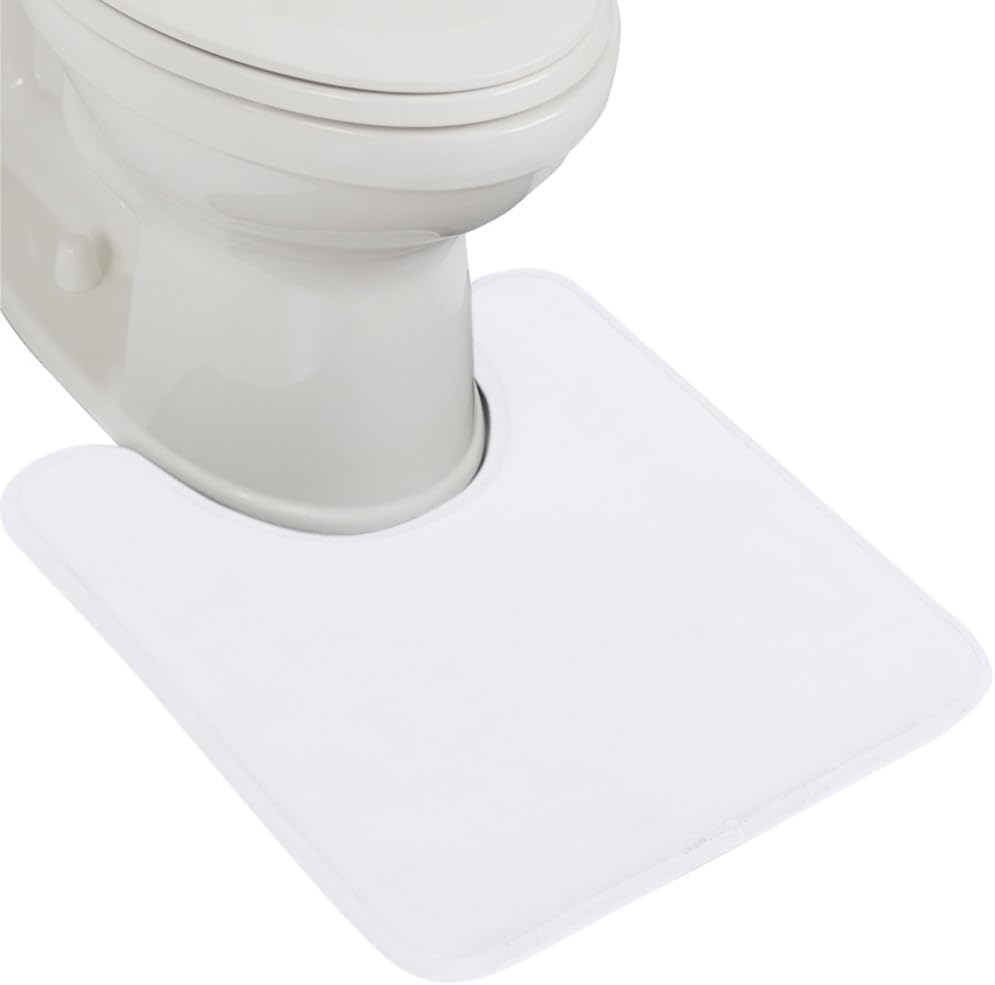 GORILLA GRIP Thick Memory Foam Toilet Rug for Bathroom, U Shaped Washable, Soft Absorbent Velvet Topside Floor Mats, Machine Wash, Cushioned Luxury Rugs for Bath Room, 22.5 x 19.5, White White U-Shape 22" x 19" Toilet Rug